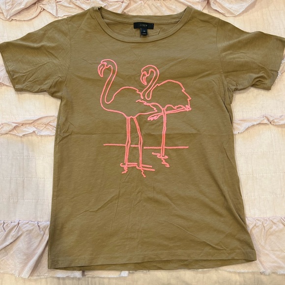 J. Crew Tops - J.Crew Embroidered Flamingo Tee 🦩